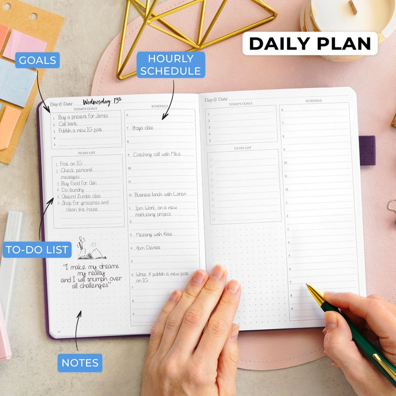 Legend Planner Daily for 3 Months â€“ Undated Monthly Weekly & Daily Planner to Hit Goals. Organizer & Productivity Journal, A5 (Dark Purple) - Image 3